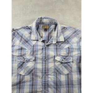 Sonoma Life Style Shirt Men's XL Plaid Western Short Sleeve Snap Button Up *Read